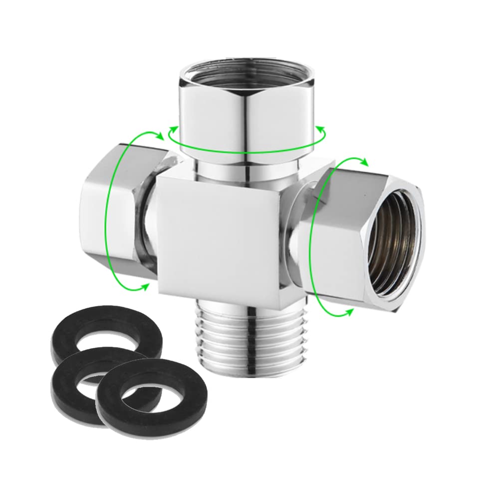 Water Diverter Fitting Adapter, Add-A-Tee G1/2" Hose Connector Adapter for Angle Valve Adapter, Shower arms, Toilet Bidet Sprayer, Hose Pipe Fittings (4 Way X5)