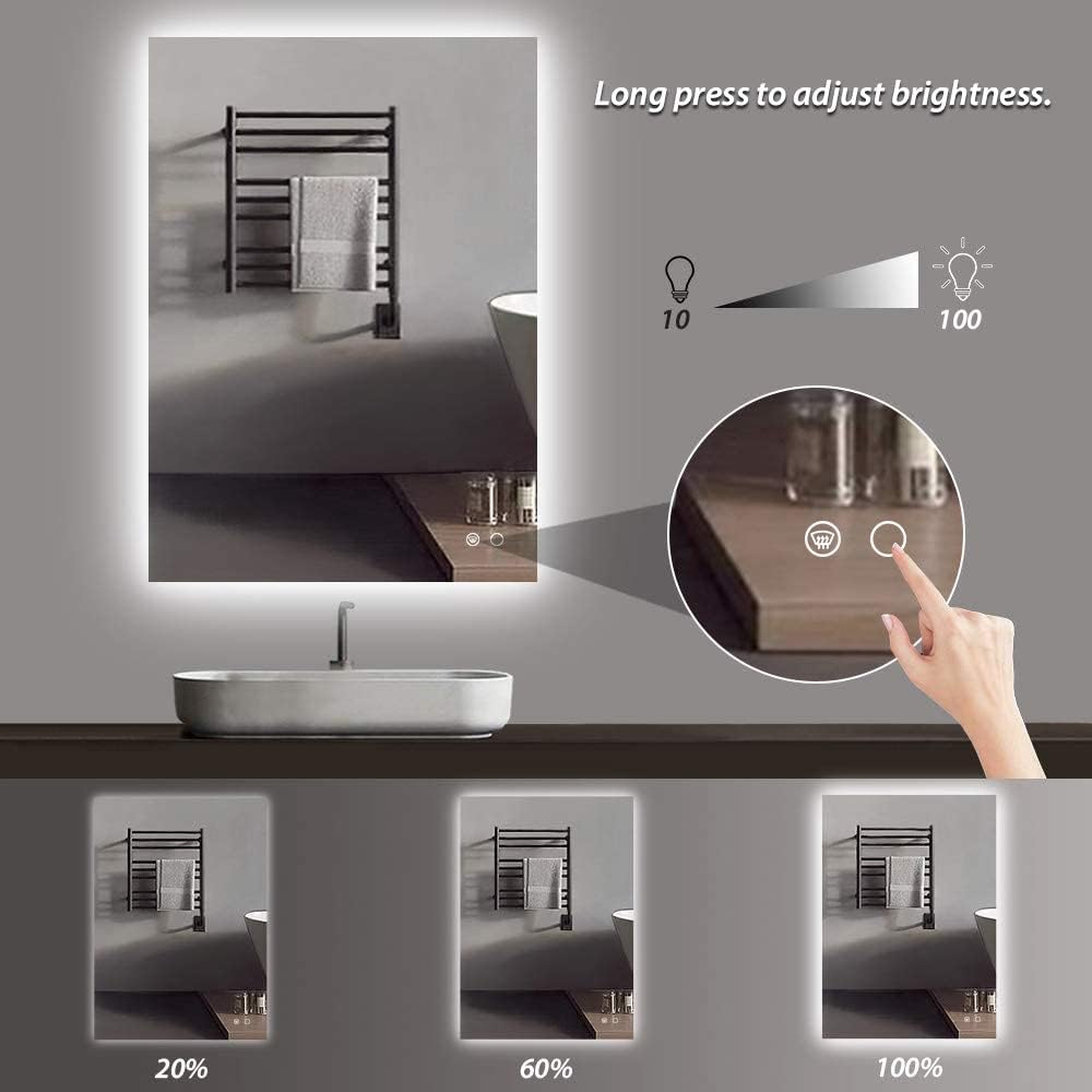 Free Shipping Offer Keonjinn LED Vanity Mirror 20 x 28 Inch Backlit Mirror Bathroom Mirror with Lights Wall Mounted Anti-Fog Lighted Bathroom Mirror Dimmable LED Makeup Mirror, CRI90 IP54 Waterproof(Horizontal/Vertical)