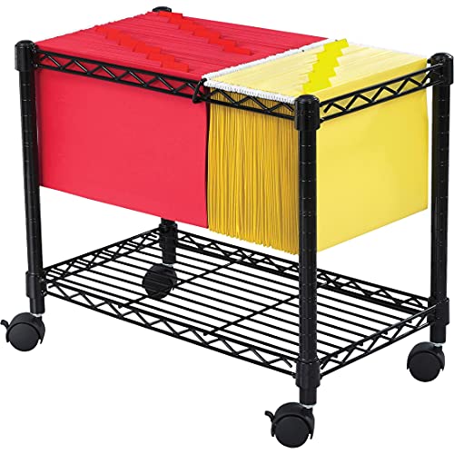 Chariot de classement portable Safco noir avec structure en fil d'acier pour rangement compact