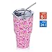 DYNAMIC SE 30oz Rose Tumbler Double Wall Stainless Steel Vacuum Insulated Travel Mug with Splash-Proof Lid Metal Straw and Brush
