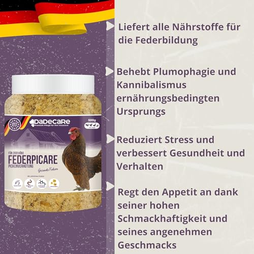 Federpicare Nahrungsergänzungsmittel für Fleisch und Kannibalismus, 500 g, Federmehl, vollständige Ernährung für Hähnchen, Vitamine, Mineralien und Aminosäuren – Bild 4