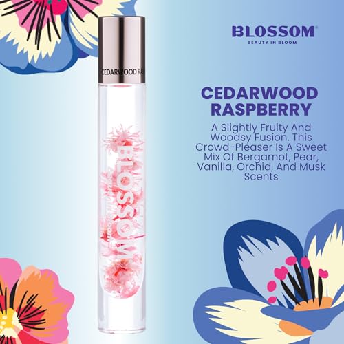Blossom Roll on Perfume for Women Alcohol Free Rollerball Perfume Oil with Essential Oils, Infused with Real Flowers, Made in USA, 0.20oz (Bergamot, Pear, Vanilla, Orchid), Cedarwood Raspberry - Image 3