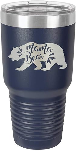 Miniatura 10 de MAMA BEAR BLACK Vaso de bebida de 30 onzas con pajita  Taza de viaje grabada con láser con citas divertidas  Comparar con Yeti Rambler  Idea de
