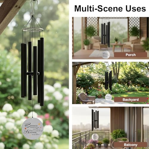 Image of Personalized 30 inch Memorial Wind Chimes for Outside, Bereavement Gift in Remembrance of a Loved One, Sympathy Gift for Loss of Mother Father Husband, Garden Patio Decor