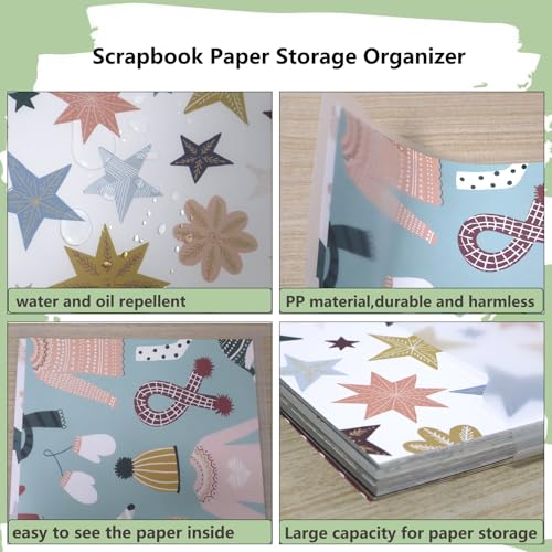 Image of Apedoixy 36 Pieces 12 x 12 Inch Paper Holders with 60 Pcs Sticky Labels,Clear Scrapbook Paper Pockets Envelopes Organization for Storage Pictures,Embellishments,Essays,Vinyl,cardstock