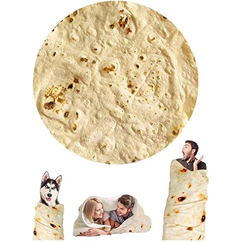 Wenosda Burrito Decke Runde Tortilla Kuscheldecke Zweiseitige Sofadecke Strandtuch Teppich Picknickdecke weich & Plüsch Umhang für Schlafzimmer Cover