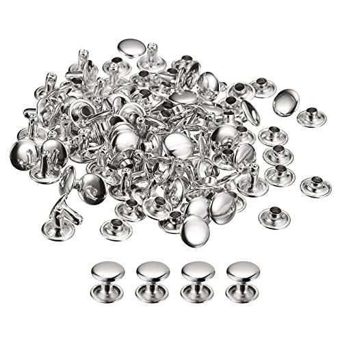 QUARKZMAN 50 Ensembles Cuir Rivets, 9mm Double Casquette Rivets 8mm Hauteur Métal Clous Rivet pour...