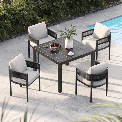 Grand patio 5-Piece Outdoor Dining Set for 4 with 1 Rectangle Expandable Table for 4-6 Person