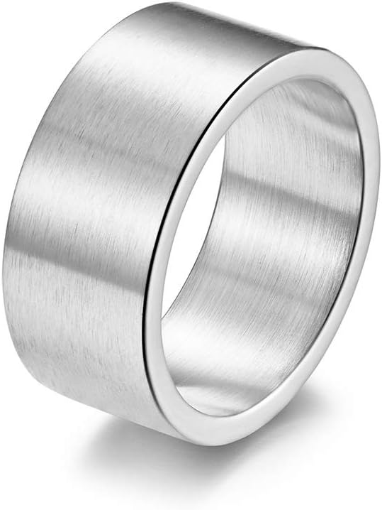 Men's 10mm Wide Ring Silver//Black/Retro Silver Stainless Steel Matte Brushed Classic Simple Plain Matte Engagement Wedding Band Ring for Men size 8-12