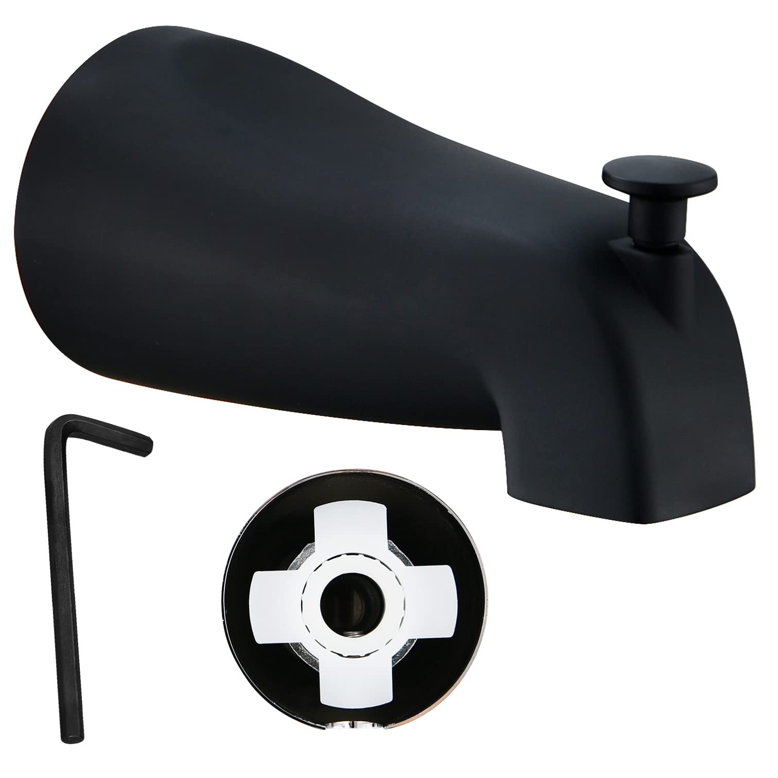 Bathtub Tub Spout with Pull Down Diverter Bath Spicket Tube Faucets Bathroom Slip On Faucet Matte Black