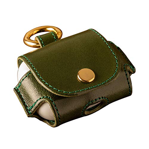 AirPodsPro用のケース 栃木レザー 本革 日本製 カラビナ イヤフォンケース ハンドメイド AP-018 グリーン