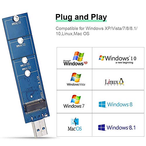 EasyULT M.2 SSD a USB 3.0 Adattatore NGFF SATA Basato B/B+M SuperSpeed Adattatore 5Gbps Supporto 2230 2242 2260 2280 Compatibile per Windows 10/8/7/XP/2003/2000/Vista,Linux,Mac 10.0 OS