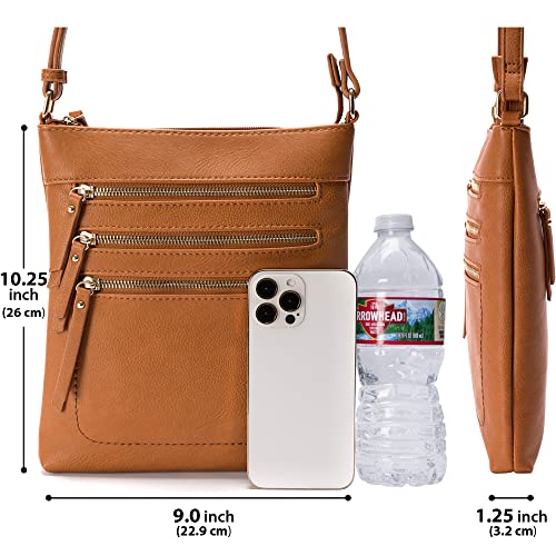 Image of Solene Crossbody Bag Functional Multi Pocket Messenger Purse Top Zip Closure Shoulder Handbag With Adjustable Strap