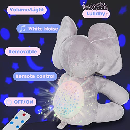 NUKied Baby Sleep Soother, Portable Soothing Sound Machine, White Noise Machine & Night Light Projector with Lullabies and Sounds, Plush Elephant Toy with Music for Boys Girls Toddlers Newborns - Image 7
