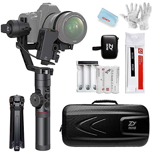 Zhiyun Crane 2 - Estabilizador de 3 ejes con control motor para cámaras Reflex o EVIL (batería de hasta 18h de duración, soporta entre 500-3200g de peso), color negro