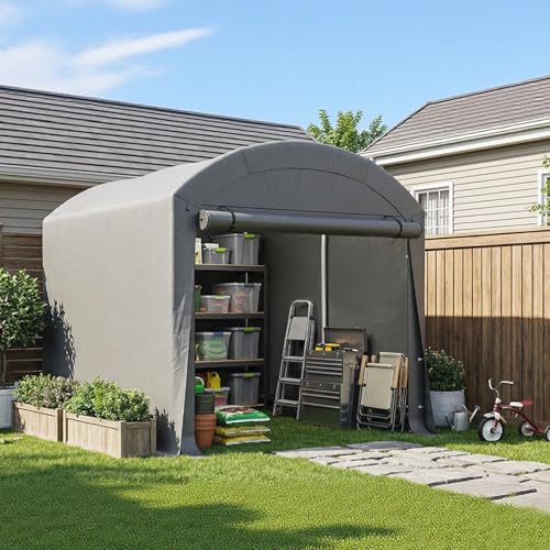 LARMNEE Fahrradunterstand, Fahrradgarage, Gerätehaus, Garagenzelt, 182 x 182 x 205 cm, Carport Lagerzelt Gerätezelt für Gartengeräte Fahrräder,...