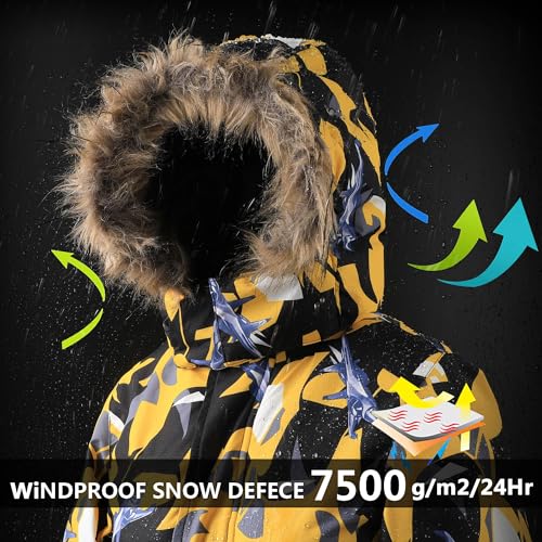 Image of AFILOK Kid's Winter Overalls Ski Suits Boy's and Girl's Waterproof Snowboard Jumpsuits One Piece Snowsuit Jackets Coats