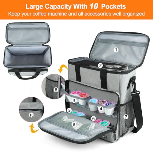 Image of LEFOR.Z Travel Coffee Maker Carrying Bag Compatible with Keurig K-Mini or K-Mini Plus, Single Serve Coffee Maker Portable Storage Bag with Shoulder Strap,Grey(Bag Only)
