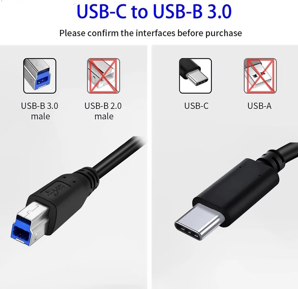 Miniatura 2 de Cable USB tipo C a USB B 3.0 de 6.6 ft USB C macho a USB B macho de alta velocidad 5 Gbps C a B macho Cable