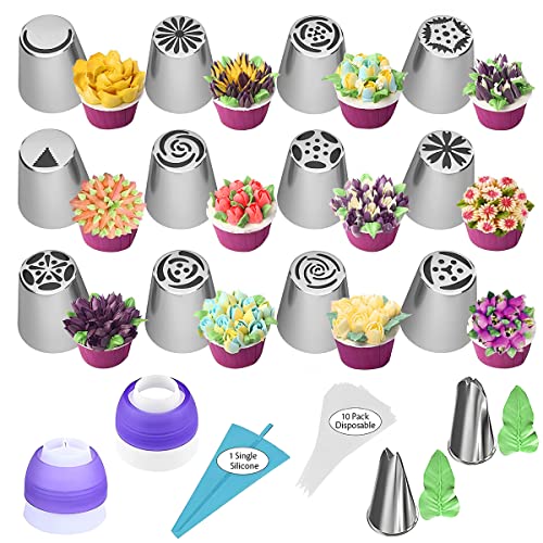 27 Pièces Douille Patisserie Professionnel,kit Patisserie Accessoire Douille Fleur, Douilles...