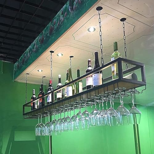 Étagère de bar de cuisine industrielle avec support de verre à vin et bouteilles mural - 2