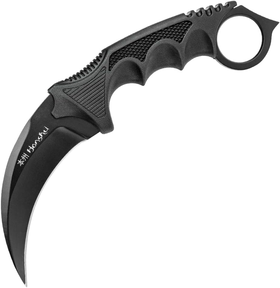 Honshu United Cutlery Karambit Knife | Full Tang Knife with Sheath | FIxed Blade Tactical Knife | Karambit Knives with 4" Stainless Steel Blade | ABS Shoulder Sheath | Overall Length 8.75"