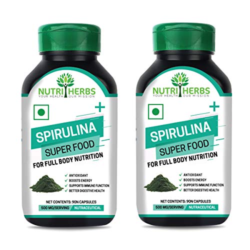 Nutriherbs Spirulina Plus 90 Capsules 500mg For Better Immunity, Vegan Protein, Nutrition, Skin & Hair Nutriherbs Spirulina Plus 90 Capsules 500mg For Better Immunity, Vegan Protein, Nutrition, Skin & Hair