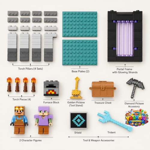 Image of Yashoni Building Blocks Toy Set for Kids | DIY STEM Construction Bricks with Mini Figures, Creative Models & Educational Play Set| Blocks Game (200, Guardian's Portal Cave)