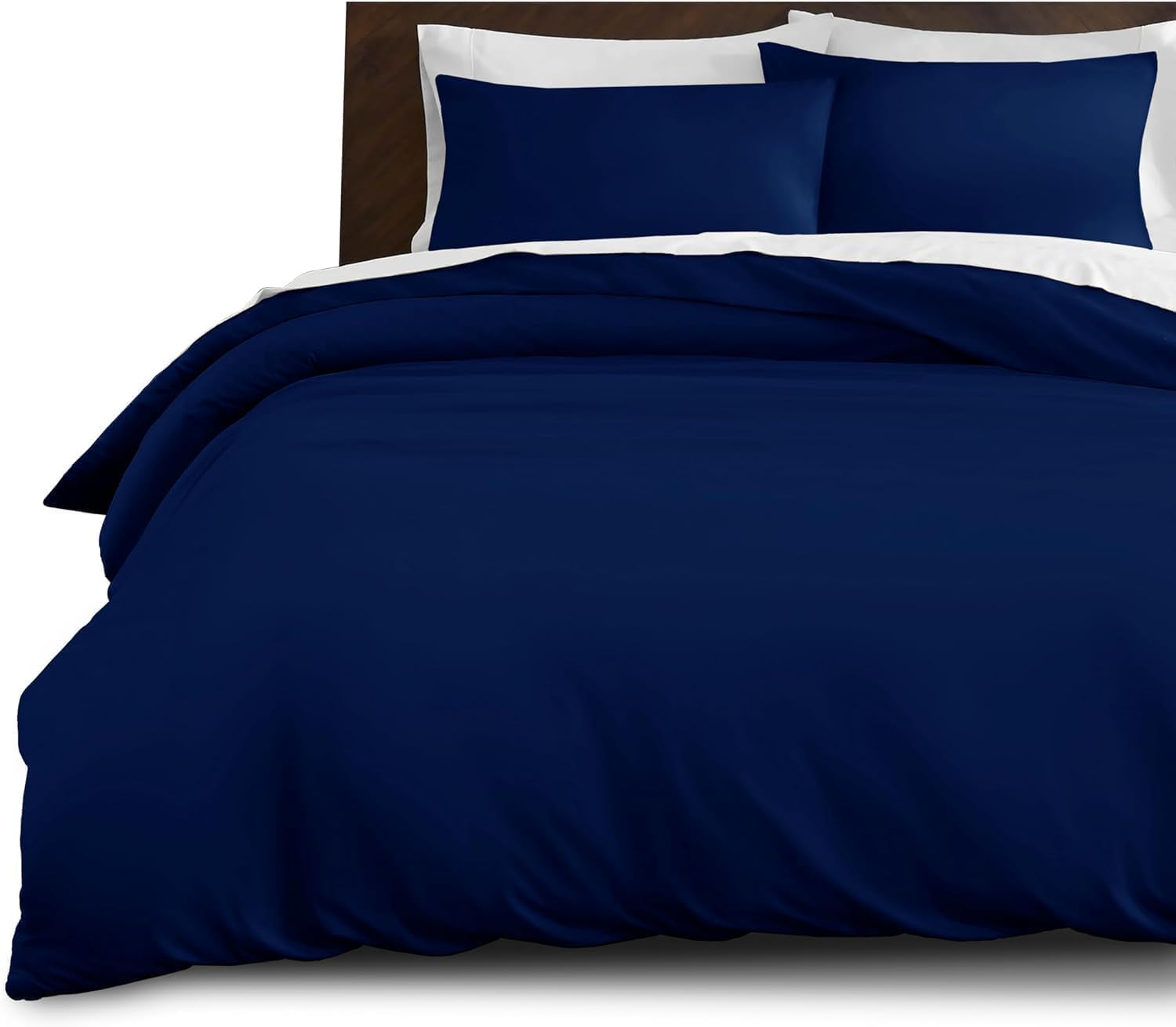 Hafaa Dyed Duvet Cover Brushed Microfiber Quilt Cover with Button Closure Luxury Bedding Navy Duvet Cover with 2 Pillowcases Double Duvet Set (200cm x 200cm)