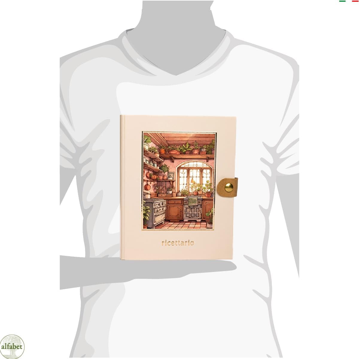 ALFABET - Ricettario Ad Anelli Da Scrivere, Scatola Regalo, Artigianale Italiano, Con Schede Tematiche, Carta Ecologica Stampata, Idea Regalo Per La Mamma, Per La Nonna, Per La Suocera, Cipria