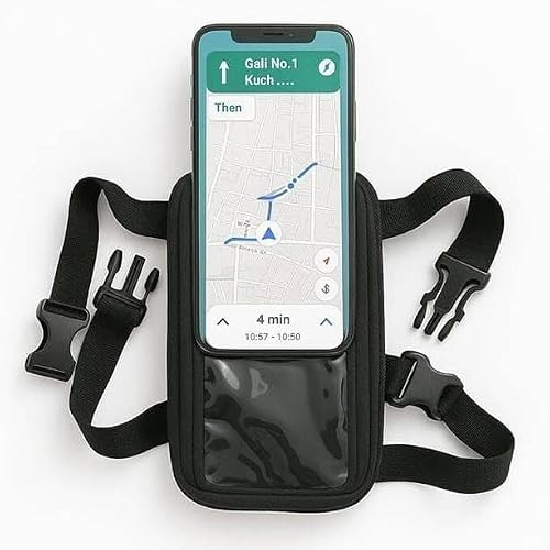 SHAKUNTALAM Universal Waterproof Handlebar Mobile Holder Pouch Bag for All Scooters and Bikes – Secure Fit for 7-Inch Phones, Durable & Travel-Friendly (Black)