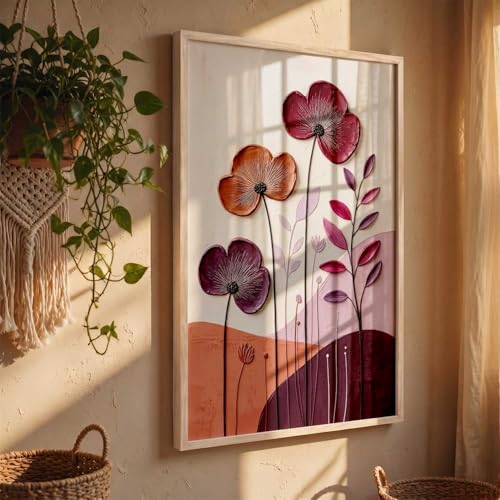 Image of kotart Aesthetic flower Art Home Decoration Painting | Floral Paintings With Frame For Living Room Bed Room Hotel Wall Decor Digital Reprint (13x17 inch)