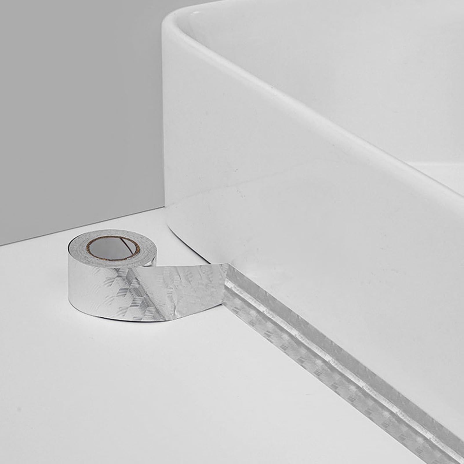 Caulk Tape, Aluminum Foil Caulk Strip, Caulking Sealing Tape Self Adhesive Caulk Strip Caulking Sealant Tape for Kitchen, Countertop, Bathroom, Sink, Shower, Bathtub