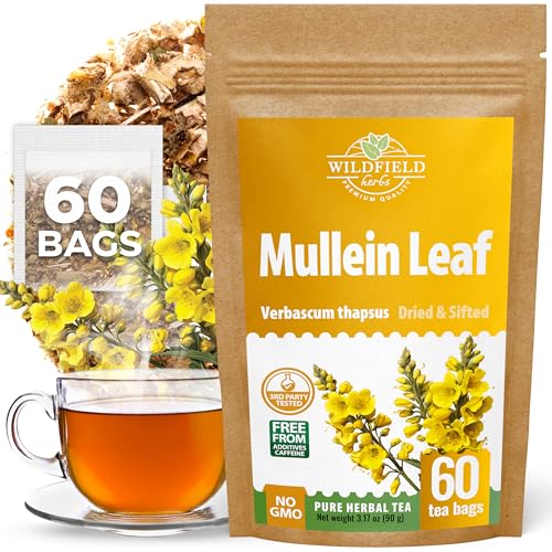 Image of 60 Bags Mullen Tea Mullein Tea Leaf (Verbascum L.) - 40 Count 1.5g Bags Mullen Leaves Mullein Loose Leaf Hoja De Gordolobo