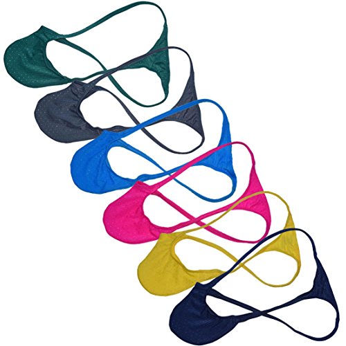 OROCOJUCO Men's Spandex Pouch Mini Thong Sexy Underwear Shiny Dots Cheeky T-Back2