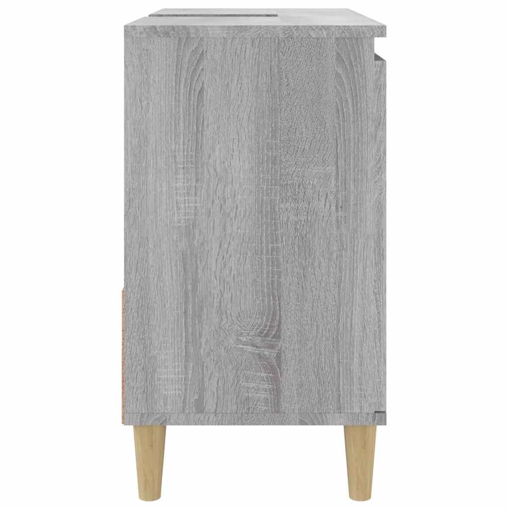Mueble de baño Sonoma gris, 65 x 33 x 60 cm, material de madera con 2 cajones y 1 estante, armario de almacenamiento para baño