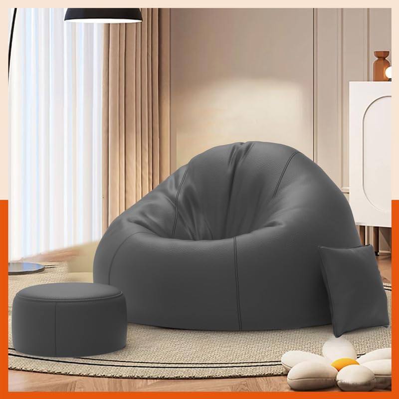 Pi Bean Bags with Beans Filled 3XL Luxura Elite Bean Bag Sofa with Free Cushion and Footrest - Official : ChillNest Bean Bag Combo (Matching Color : Regular, Dark-Grey) (B0DGVBWSYL) Amazon Price History, Amazon Price Tracker