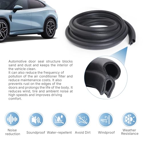 Image of Automotive Weather Stripping 39FT - EPDM Rubber Edge Trim Car Door Seal Strip 0.55 inch Push-On Gasket with Top Bulb for Car Door Bus Camper RV Boat Truck and Home Applications, Fits 1 /16 inch to 2 /25 inch Edge