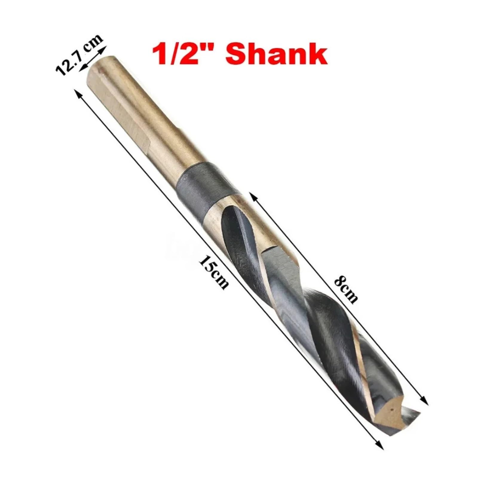 Set di punte da trapano elicoidali HSS da 8 pezzi, 14-25,5 mm, punte da trapano a punta divisa da 1/2 "con codolo a 3 piatti da 1/2" per metallo, legno, alluminio, plastica, foratura