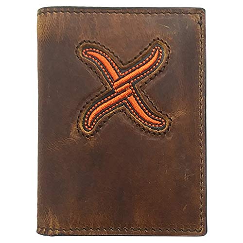 Twisted X Brown Genuine Leather Classic Slim Tri-Fold Wallet, RFID Protected, Unisex Adults
