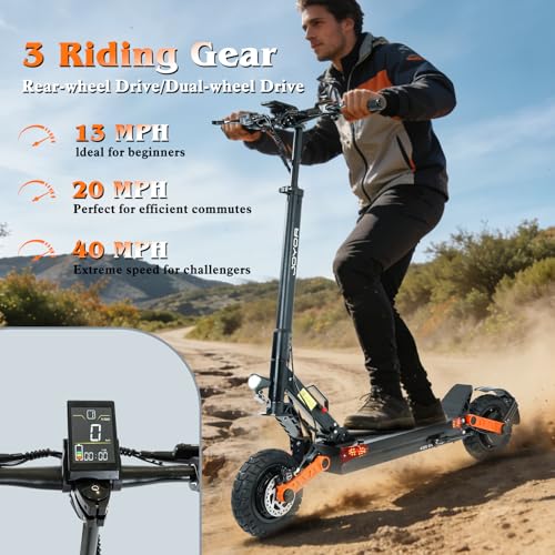 Image of Fast Electric Scooter Adults, 1200W /5600W Off Road E Scooter, 35 /50 Miles Long Range, 35 /50 MPH Top Speed, 10 /11 inch Tires, Foldable Kick Scooter for Adults and Teens with Dual Suspension