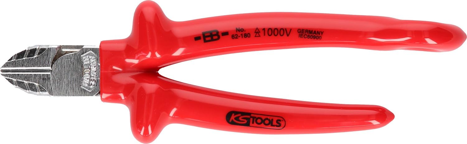 KS Tools 117.2204 Alicate de corte diagonal 1000V con argolla de fijación para cordones de seguridad