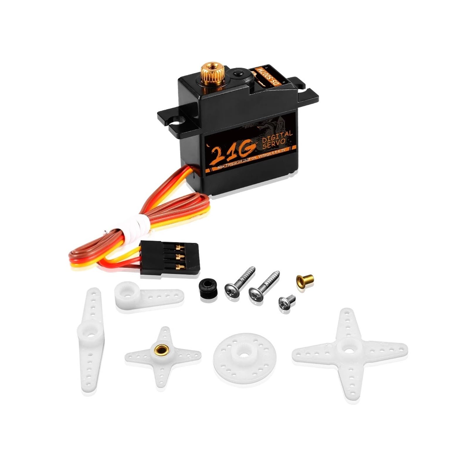 17g 21g Mini Servo Engranaje de metal/plástico JST 1.5 for 144001 144010 1:14 1:18 1:16(21g JR2.54 3 wire)