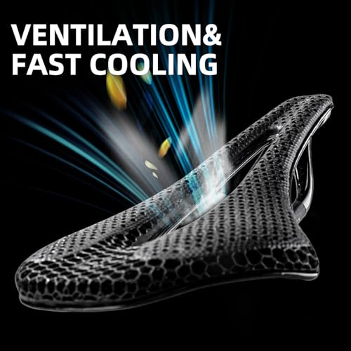 Image of ROCKBROS 3D Printed Bike Saddle 145mm Carbon Road Bike Seat | Carbon Fiber,Fit for MTB BMX XC Gravel Bikes