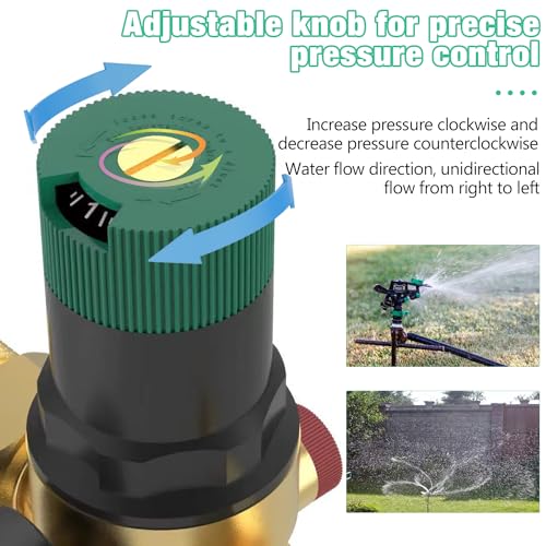 XNZMYN Wasserdruckminderer 3/4 Zoll Mit Manometer Und Siebfilter – Aus Messing, Einstellbar 0,1–0,6 MPa