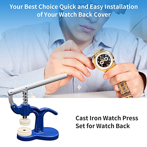 Image of EasyTime Watch Press Tool Set: 16PCs Watch Repair Kit with Operation Manual | for Case Back Open & Battery Replacement - Crystal Press with Case Opener for Size 18 to 50 mm