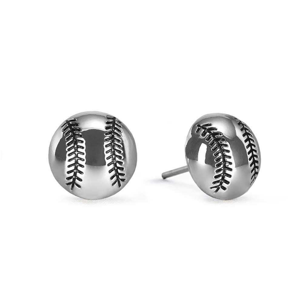 GIMMEDAT Baseball Silver Post Earrings Nickel Free Mom Fan Gift