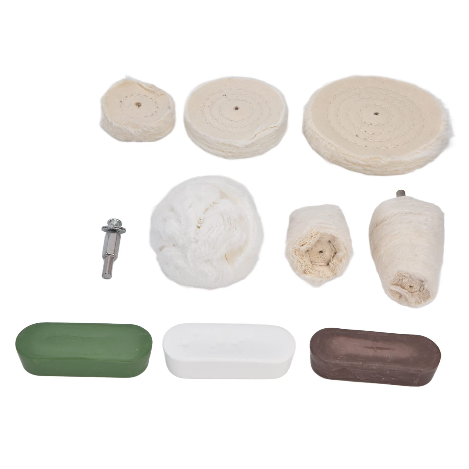 YedaHcy 10Pcs Polishing Head Set, Cotton Flannel Buffing Wheels for Metal Marble Glass, Carry Lightweight Kit, Simple Usage with Wax or Abrasive Paste, Polishing Effect