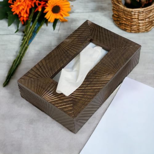 Image of Art Street Coffee Tissue Box Holder with Cover, Rectangle Facial Tissue Paper Box Holder Decorative Organizer, Napkin Dispenser Box for Bathroom, Home, Office & Restaurant (9x6x2.3 Inch)