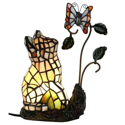 Tiffany-Style Orange Cat Table Lamp